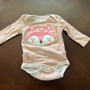 Bon Bebe Pink and Cream Fox Face Bodysuit
